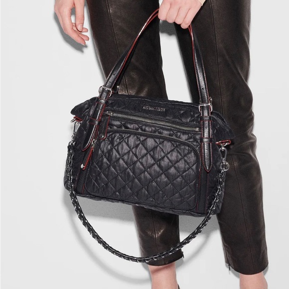 FINAL$-BN MZ WALLACE LEATHER & METAL STRAP-AUTHENTIC Pic of bag ONLY for ref - Picture 7 of 8